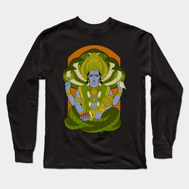 Hindu God - Vishnu Long Sleeve T-Shirt by Modern Medieval Design